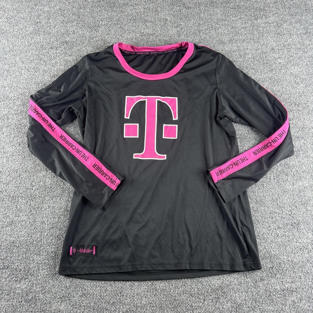 T-Mobile Shirt Womens M Black Crew Neck Long Sleeve THE UN-CARRIER Logo Employee